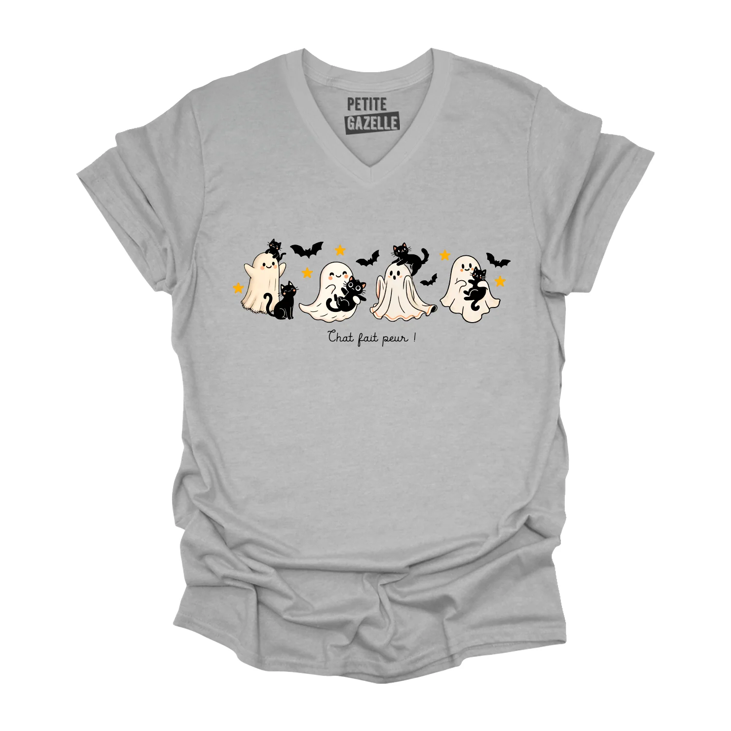 TSHIRT COL en V | Chat fait peur ! – Image 2