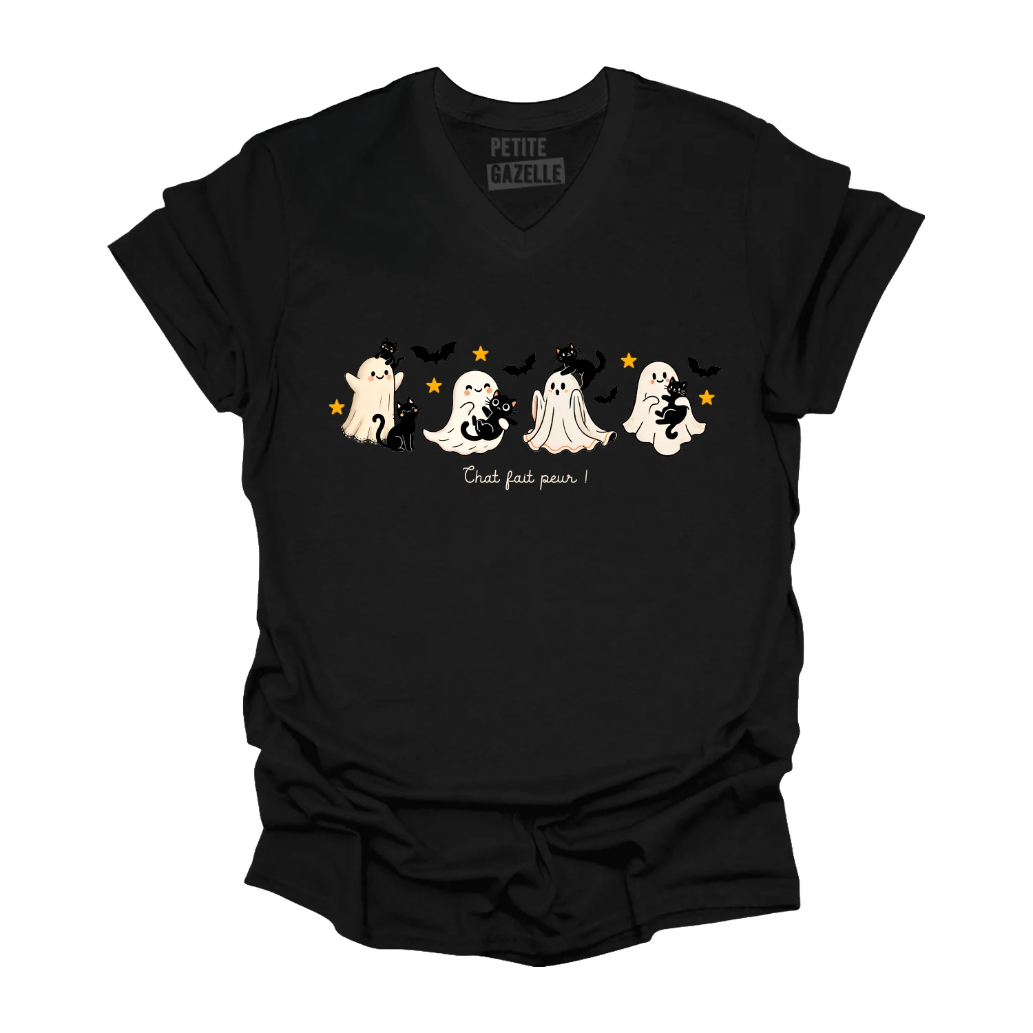 TSHIRT COL en V | Chat fait peur ! – Image 3