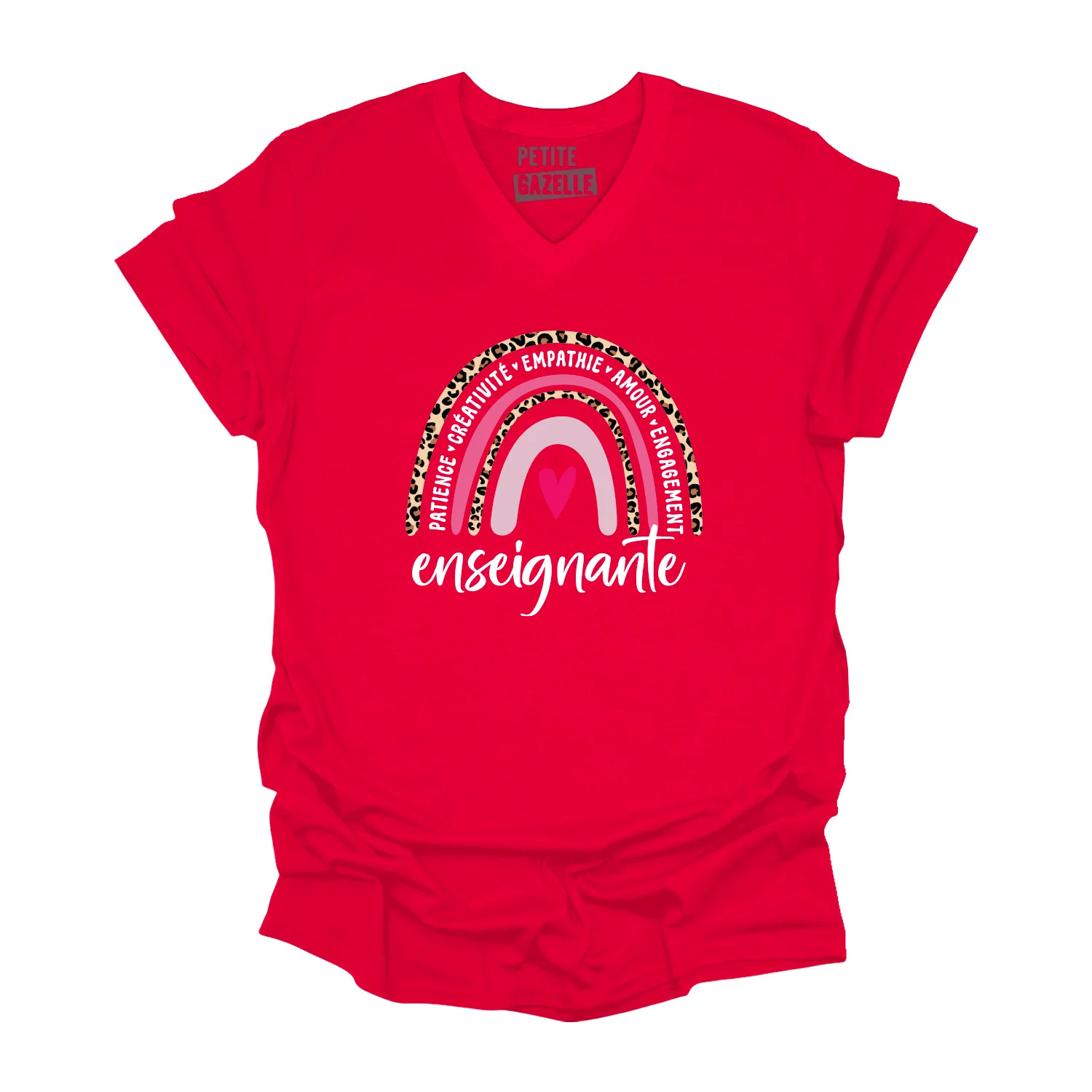 TSHIRT COL en V | Arc-en-ciel Enseignante – Image 5
