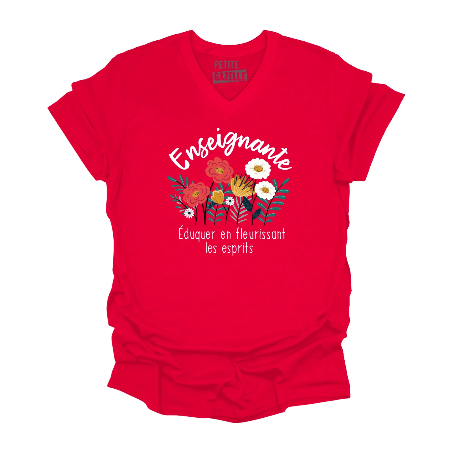 TSHIRT COL en V | Enseignante, Fleurir les esprits – Image 5