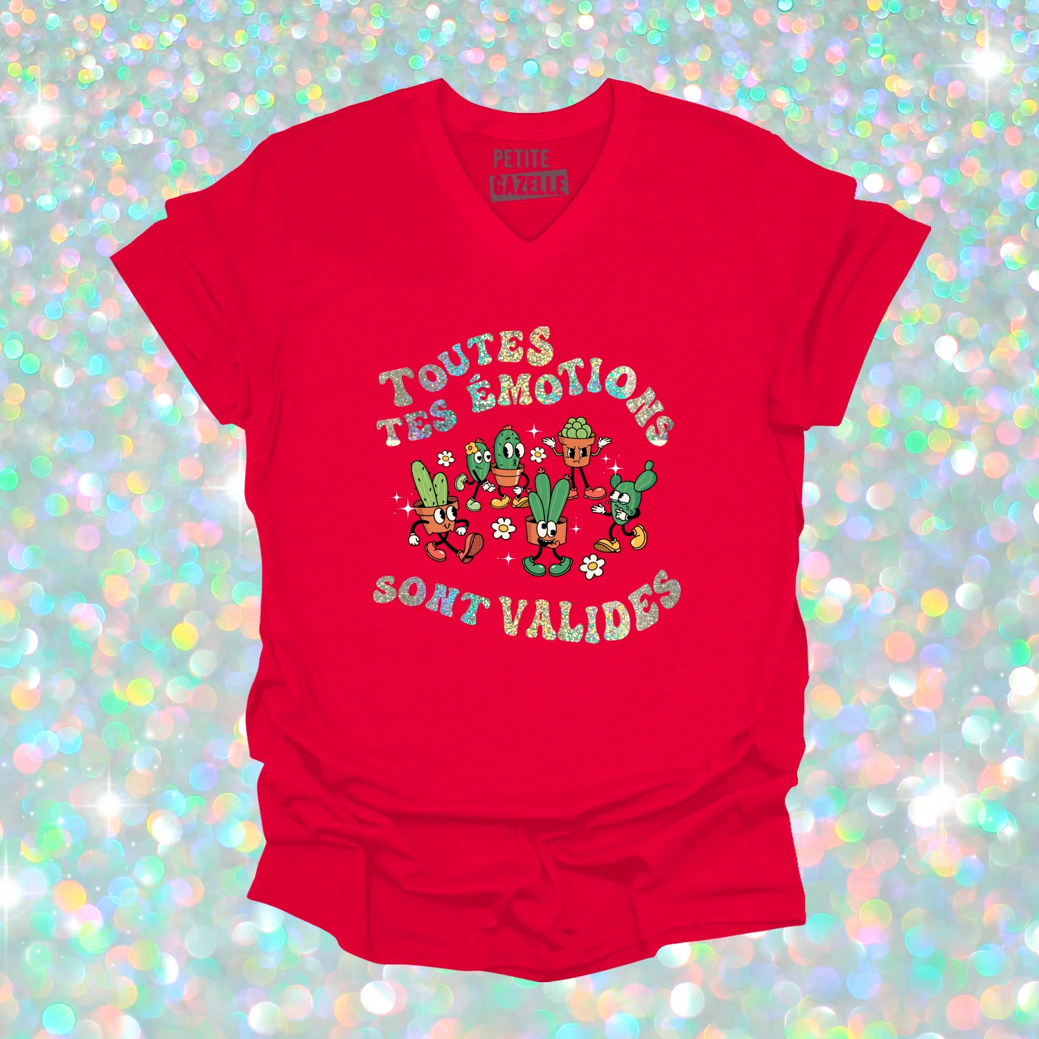 TSHIRT COL en V | Toutes tes emotions sont valides (Holographique) – Image 5