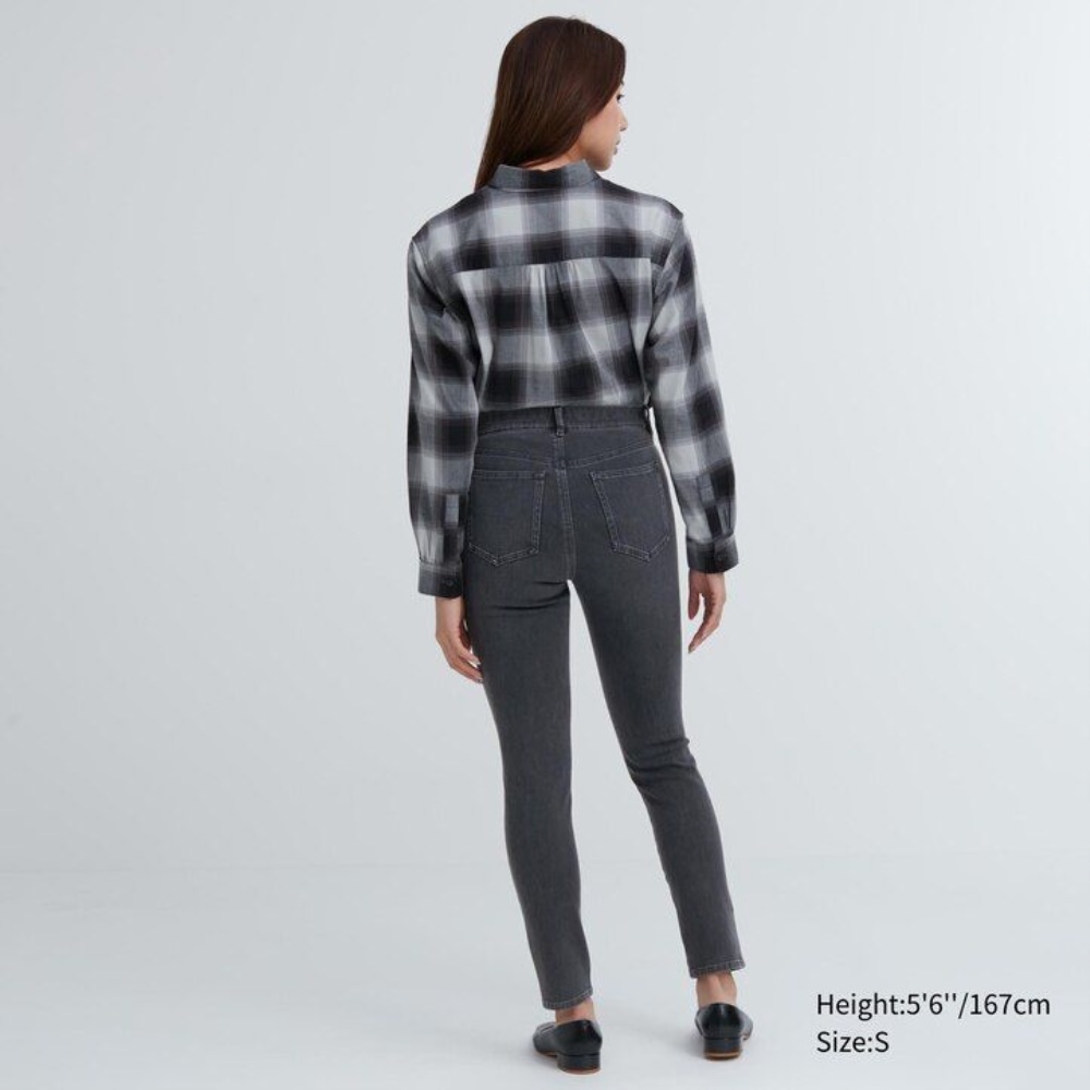 Leggings Uniqlo Ultra Stretch Denim Femme Grise Foncé B4236871 – Image 2