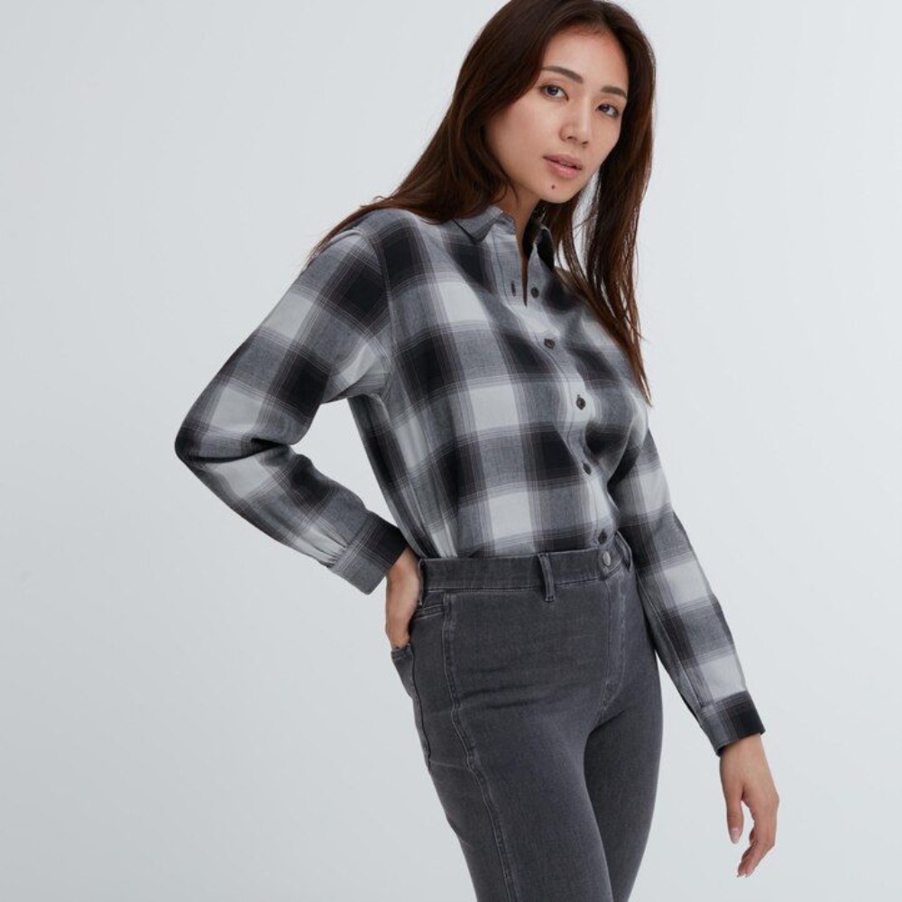 Leggings Uniqlo Ultra Stretch Denim Femme Grise Foncé B4236871 – Image 3