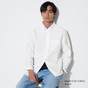 Chemises Uniqlo Coupe Régulière Oxford Regular Collar Homme Blanche L7251648