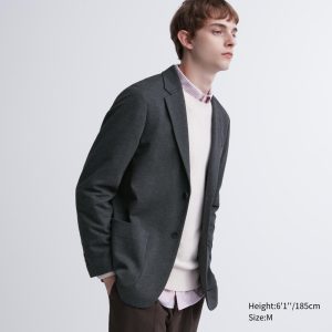 Vestes Uniqlo Confort Blazer Homme Grise Foncé M1587236