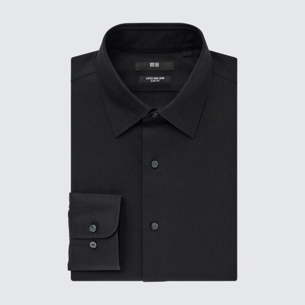 Chemises Uniqlo Super Non Iron Slim FiT-Shirt Regular Collar Homme Blanche L2765394 – Image 2