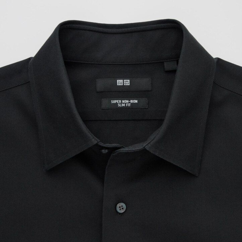 Chemises Uniqlo Super Non Iron Slim FiT-Shirt Regular Collar Homme Blanche L2765394 – Image 3