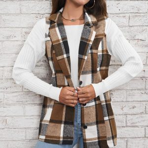 Gilet Carreaux Femme
