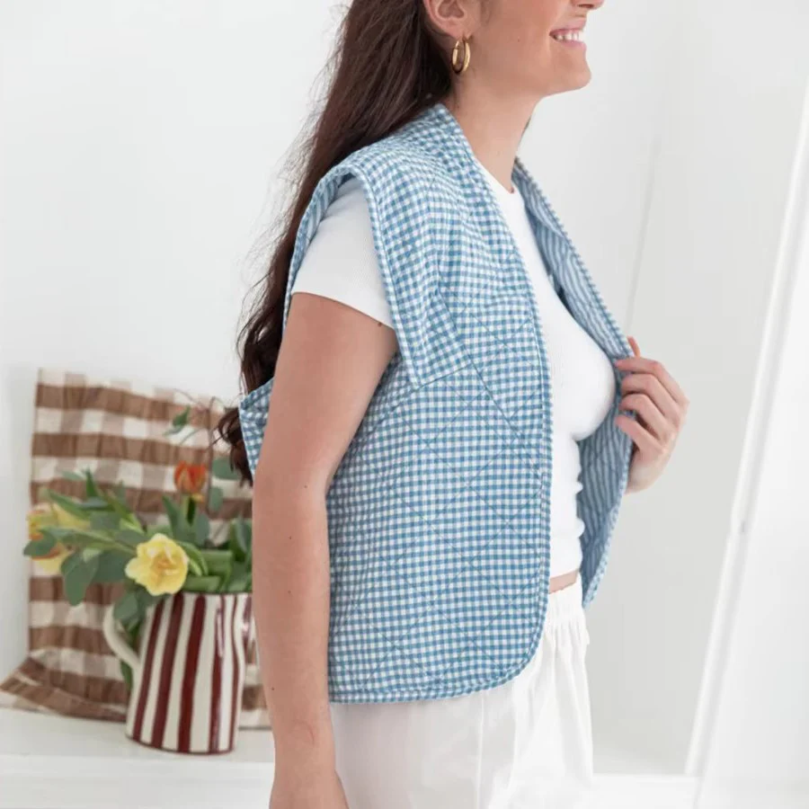 Gilet Sans Manches Bleu et Blanc – Image 3