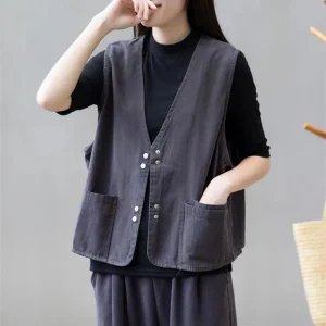 Gilet Gris à Boutons