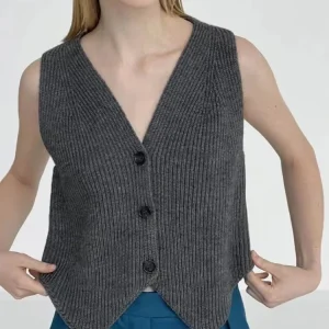 Gilet Gris Femme Court