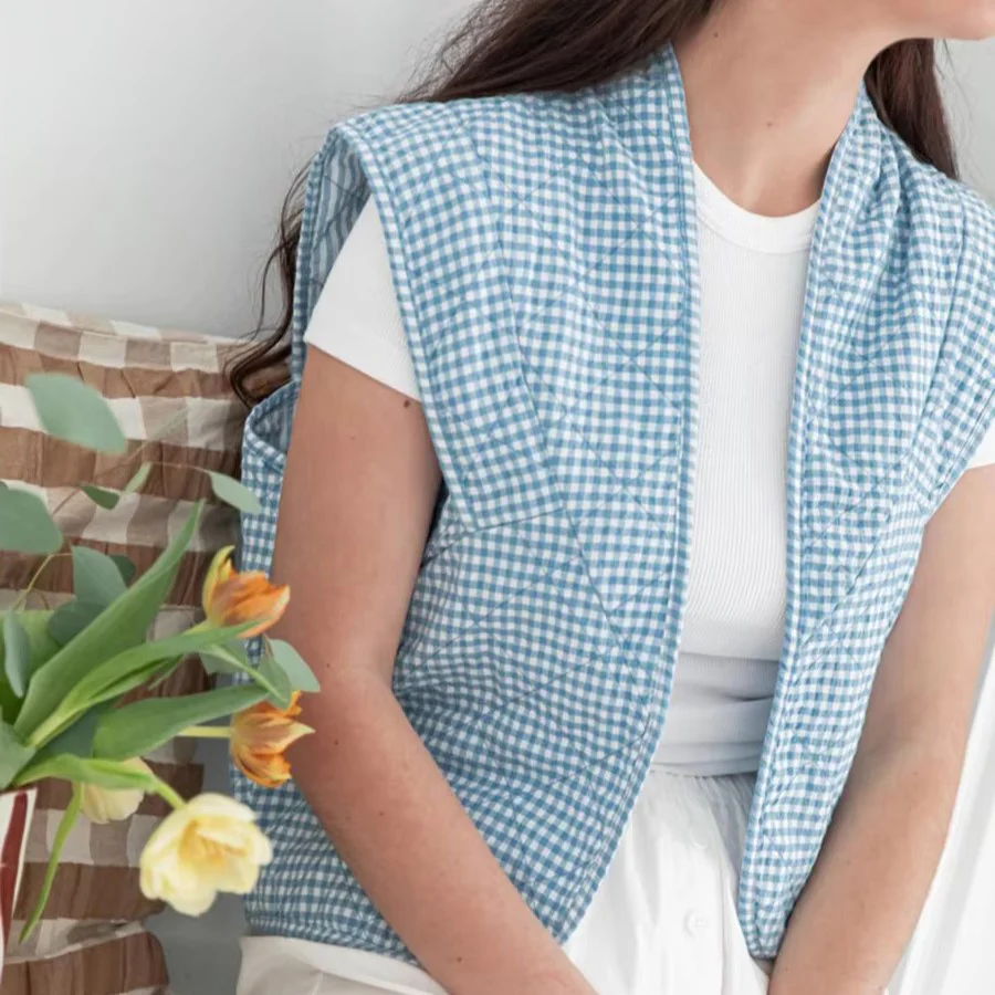 Gilet Sans Manches Bleu et Blanc – Image 2
