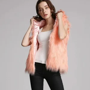 Gilet Sans Manches Fourrure Synthétique Femme