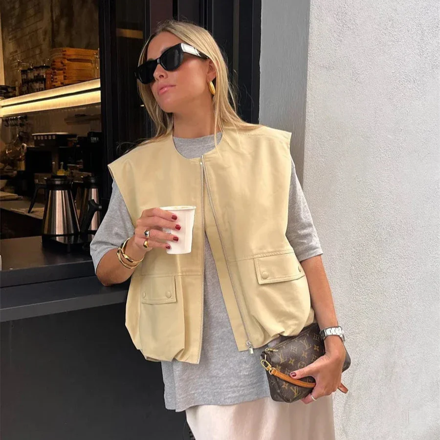 Gilet Sans Manches Femme Jaune