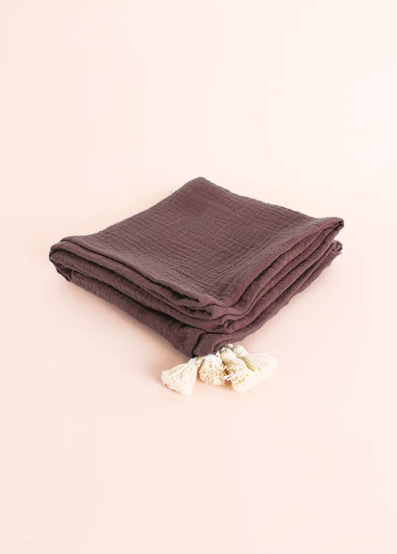 Lange bébé coton bio 70x70cm aubergine – Image 2
