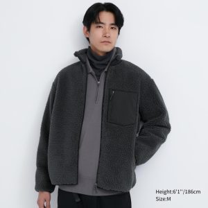 Vestes Uniqlo Windproof Outer Fleece Homme Grise Foncé C1984320