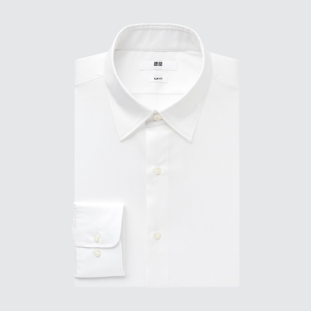 Chemises Uniqlo Easy Care Broadcloth Stretch Slim FiT-Shirt Regular Collar Homme Blanche I9376420