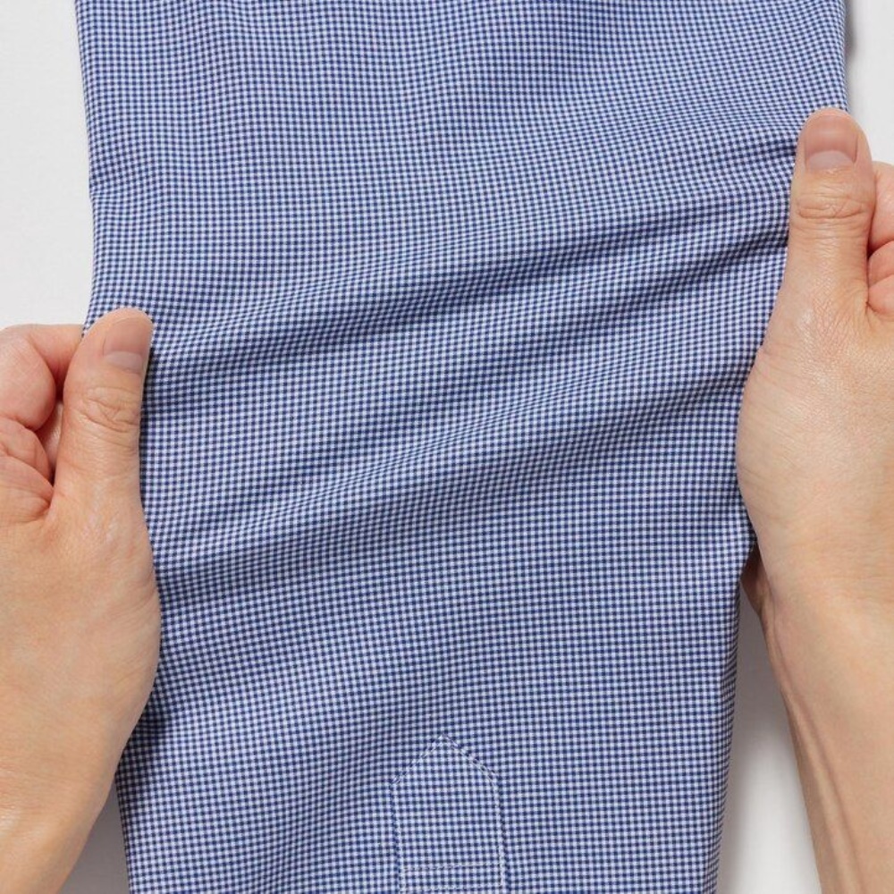 Chemises Uniqlo Easy Care Broadcloth Stretch Slim FiT-Shirt Semi Cutaway Collar Homme Bleu R7094318 – Image 5