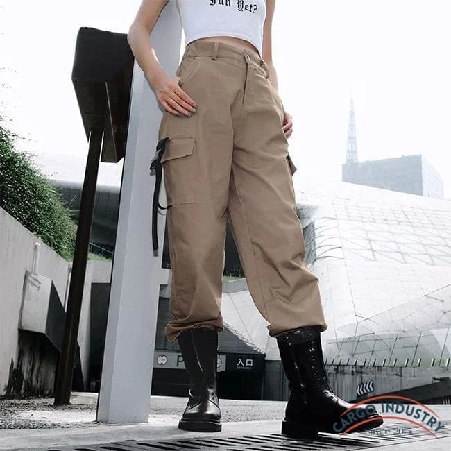 Pantalon Cargo Femme Beige Army