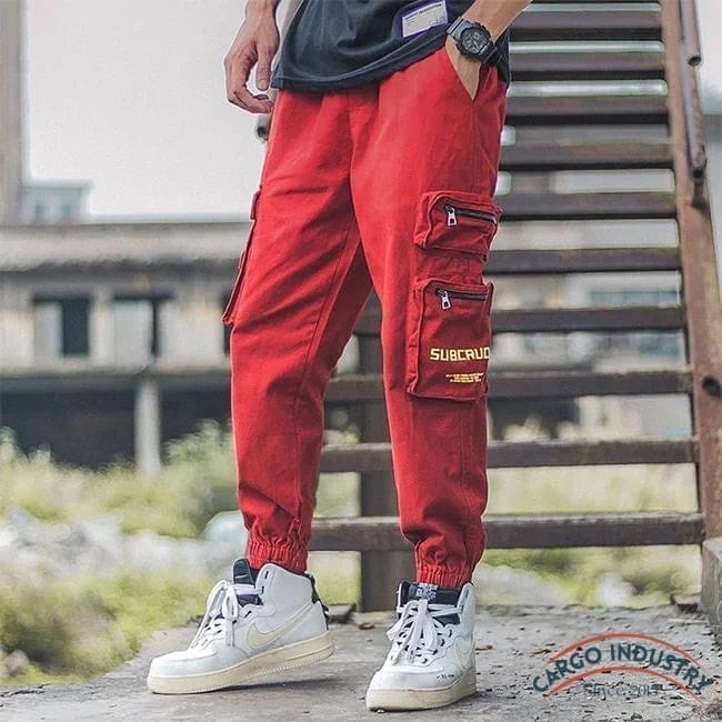 Pantalon Cargo Streetwear Rouge – Image 2