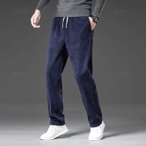 Pantalon Velour Bleu Homme