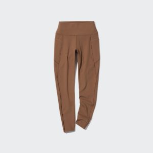 Leggings Uniqlo Airism Uv Protection Soft With Pockets Femme Marron A7634815