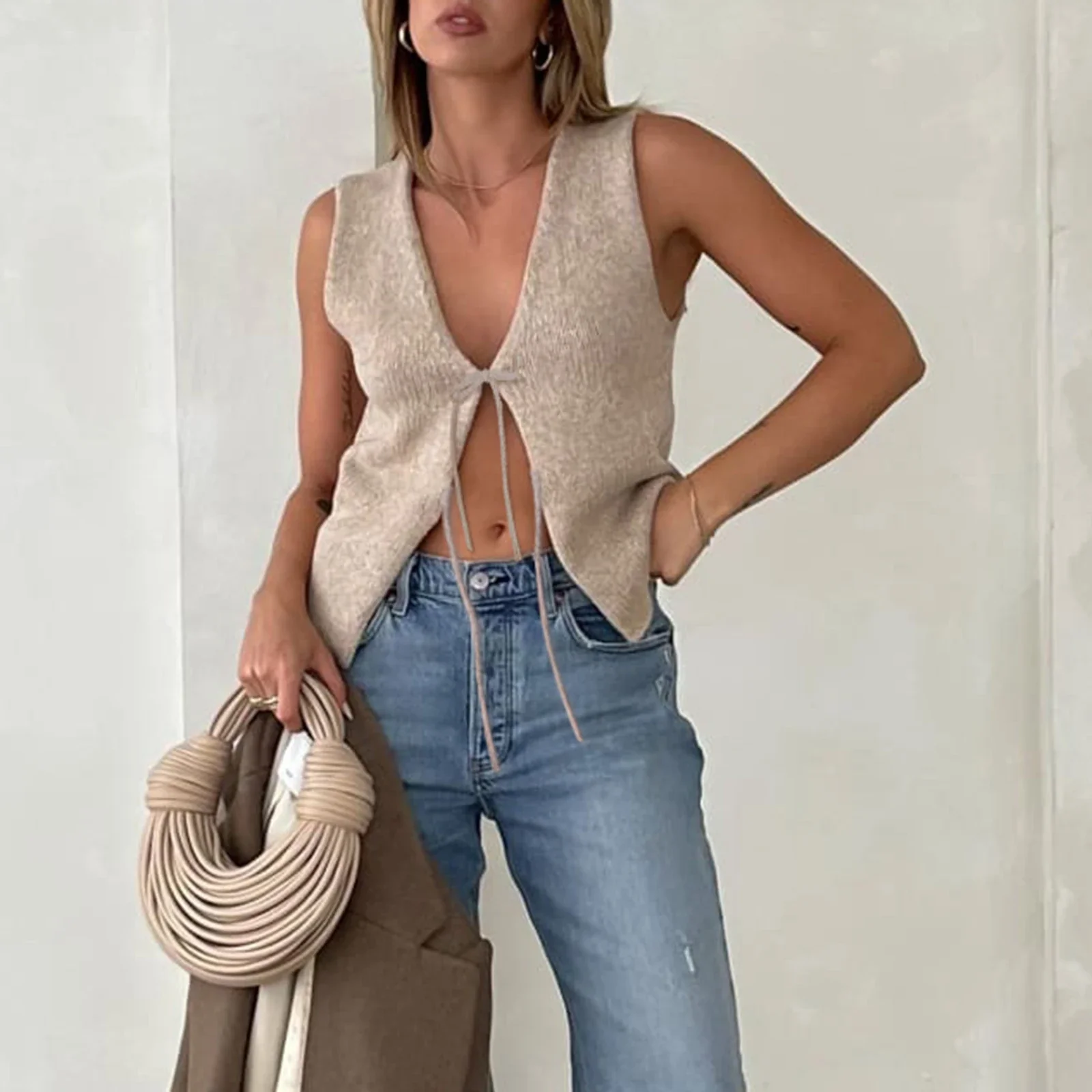 Gilet Sans Manches Couleur Avoine – Image 3