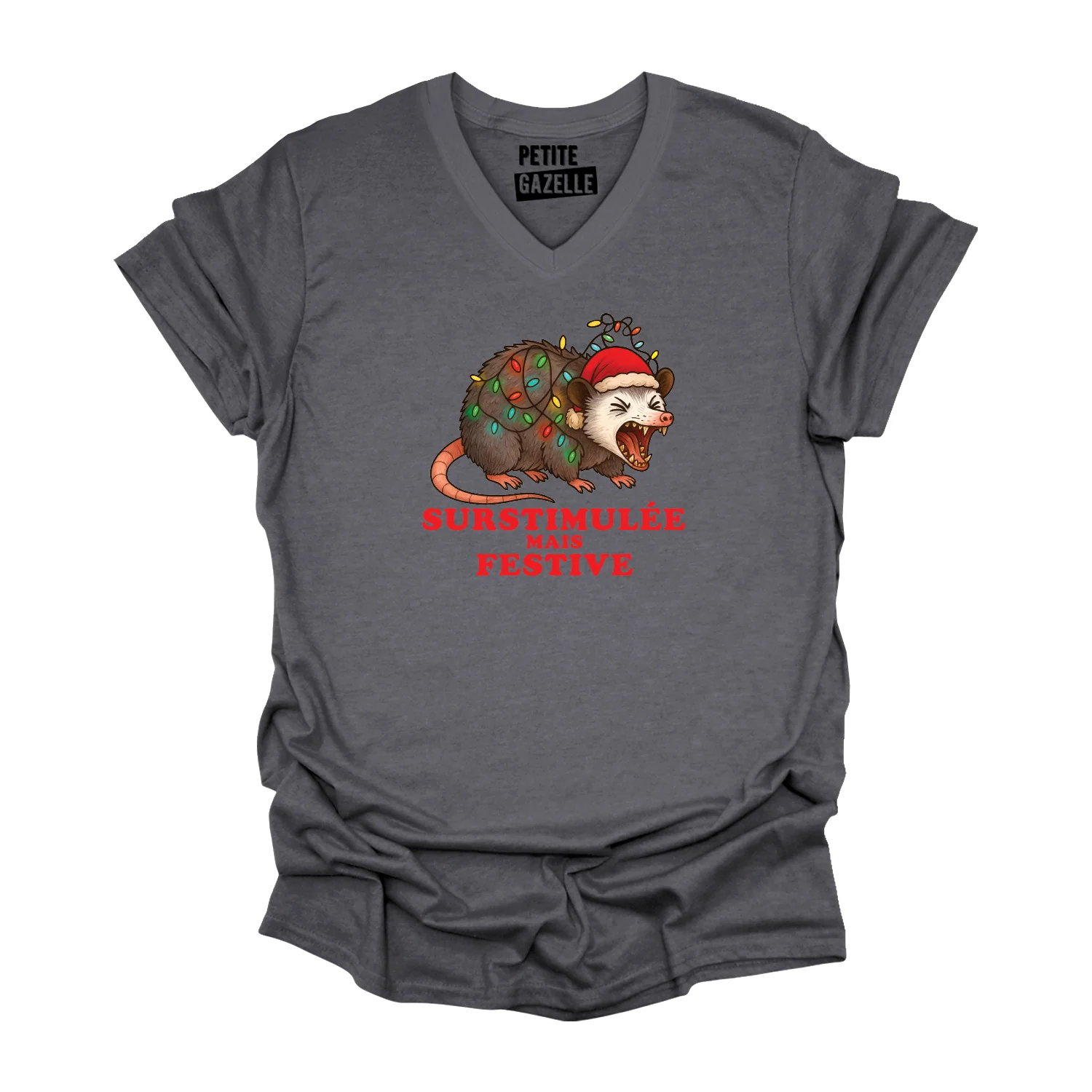 TSHIRT COL en V | Surstimulée mais festive – Image 2