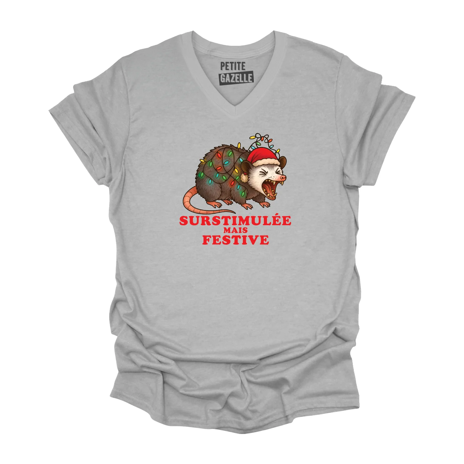 TSHIRT COL en V | Surstimulée mais festive – Image 4