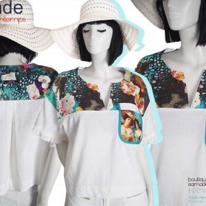 Top haut blouse blanc imprimé romantique chic