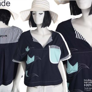 Top haut blouse bleu marine esprit marin créateur