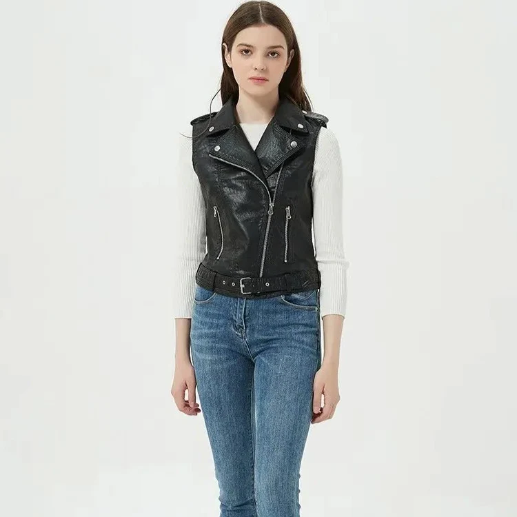 Veste en Cuir à Ceinture