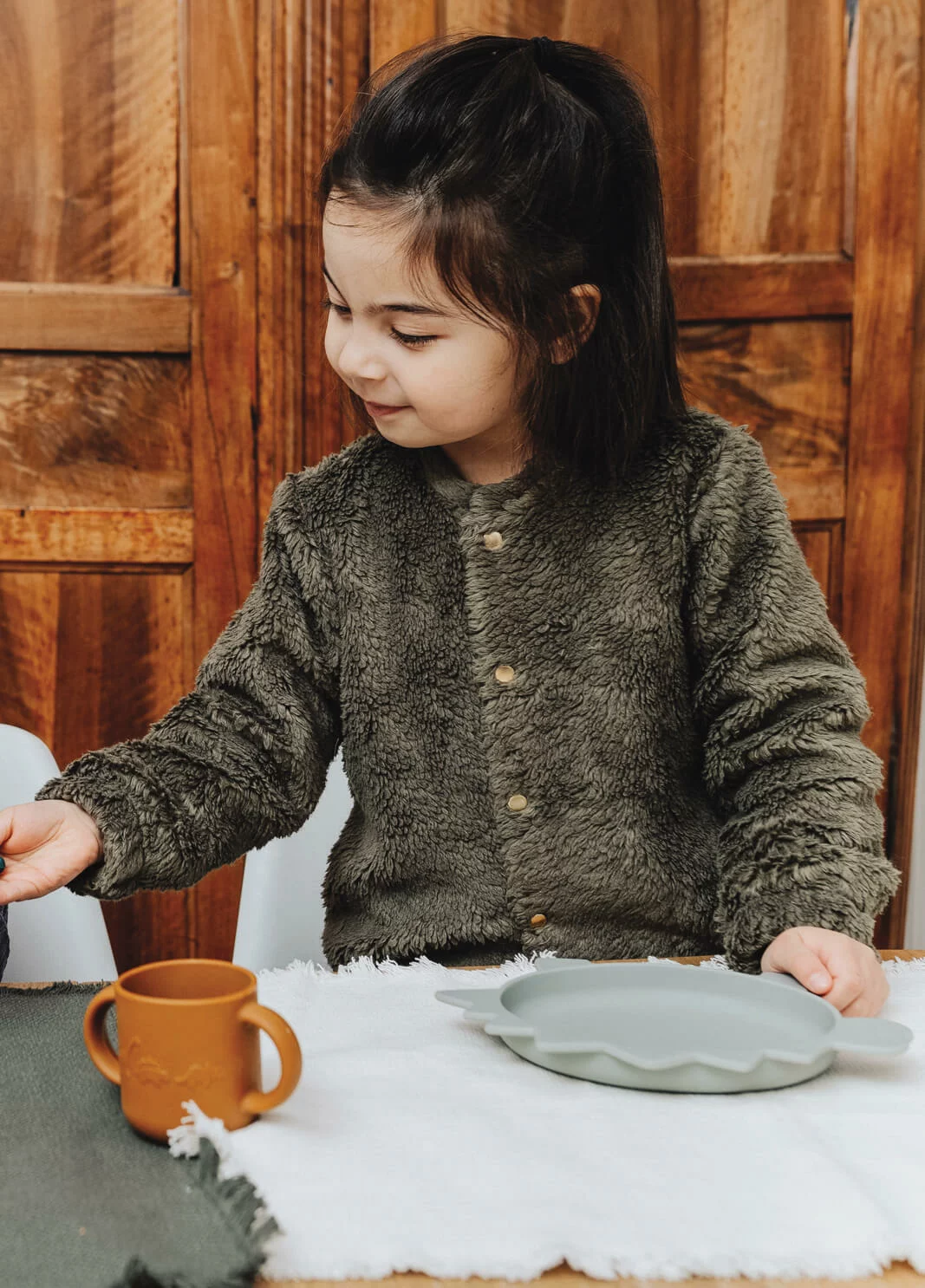 Veste bébé et enfant Teddy kaki – Image 4