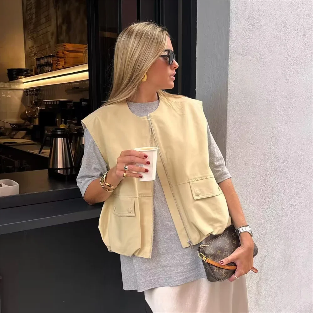Gilet Sans Manches Femme Jaune – Image 2