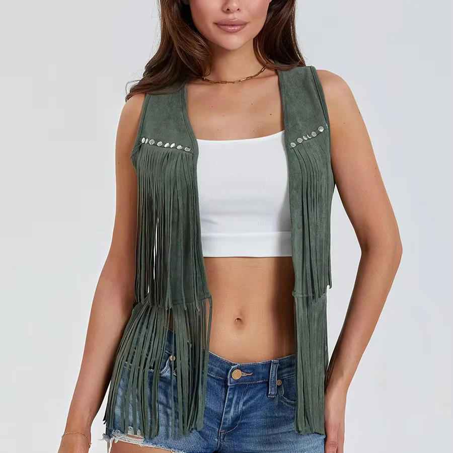 Veste Sans Manches Verte Femme