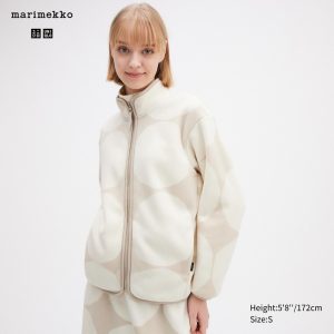 Vestes Uniqlo Printed Fleece Femme Grise Clair A5086297
