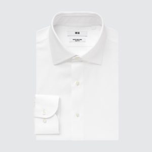 Chemises Uniqlo Super Non Iron Slim FiT-Shirt Semi Cutaway Collar Homme Blanche O5820617