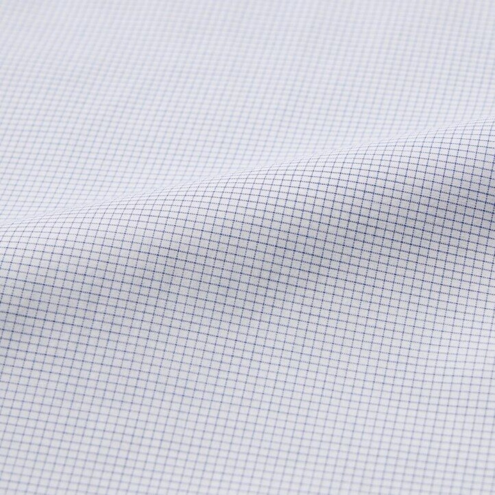 Chemises Uniqlo Easy Care Stretch Coupe Ajustée Checked Semi Cutaway Collar Homme Bleu Y9372685 – Image 4